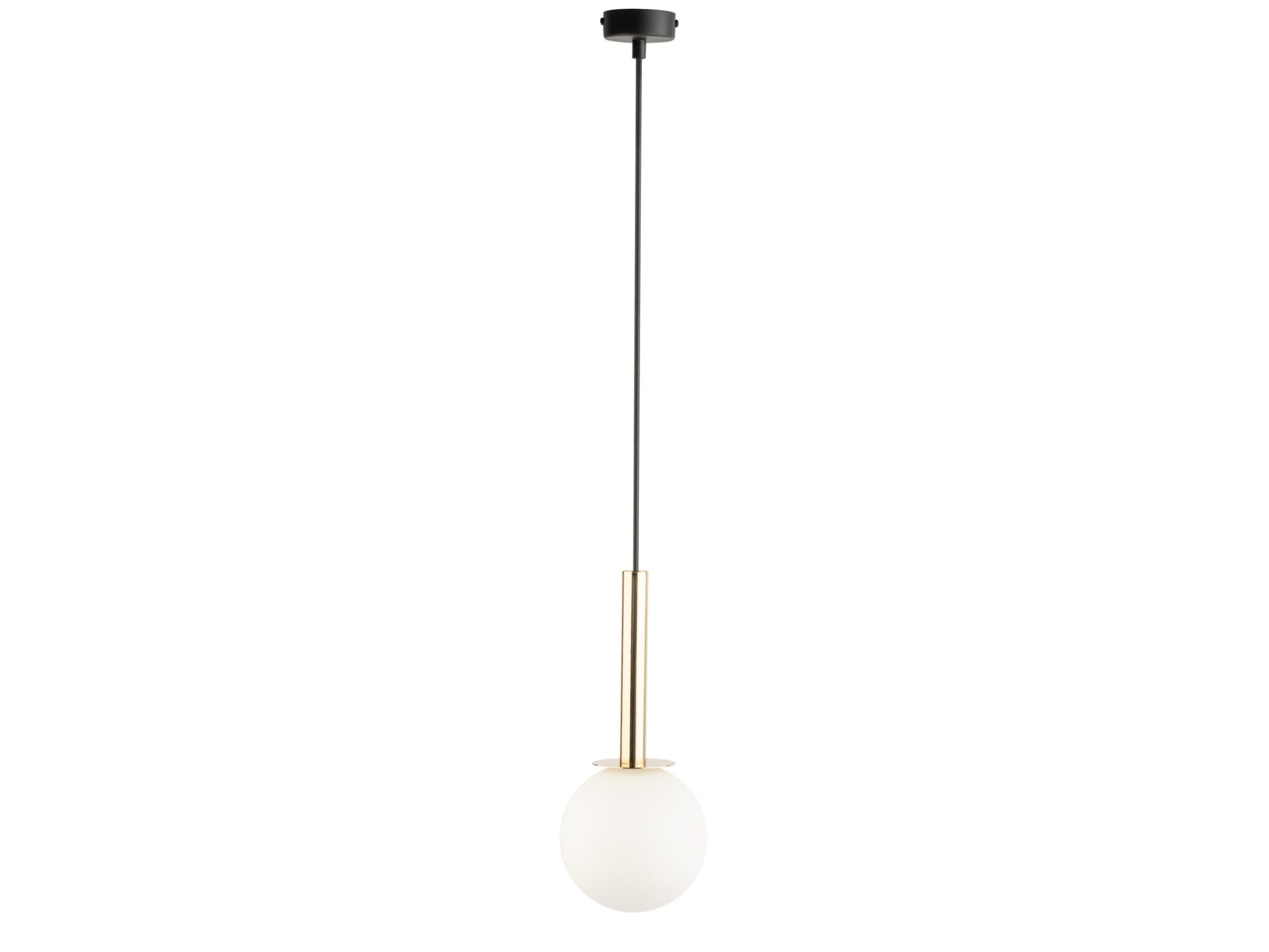 Lampa wisząca Daisy 1, złote wykończenie i biały szklany klosz