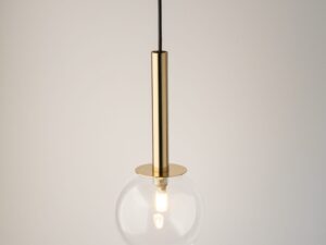 Miniaturka 7 - Przezroczysty szklany klosz Daisy 1, złoty metalowy element i widoczna żarówka