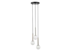 Miniaturka 8 - Lampa wisząca Daisy 3 srebrna z białymi kulami, widok całej oprawy
