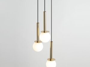 Miniaturka 5 - Lampa Daisy 3 złota białe klosze, detal świecących kul