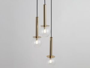 Miniaturka 7 - Lampa Daisy 3 złota transparentne klosze, zbliżenie ze światłem