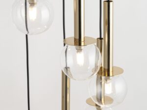 Miniaturka 6 - Zbliżenie na przezroczyste kule i złote cylindry lampy wiszącej Daisy 5.