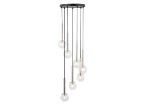 Miniaturka 2 - Lampa wisząca Daisy 7 czarno-srebrna z przezroczystymi kulistymi kloszami