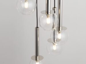 Miniaturka 3 - Lampa wisząca Daisy 7 srebrna z transparentnymi kloszami, dodatkowy widok