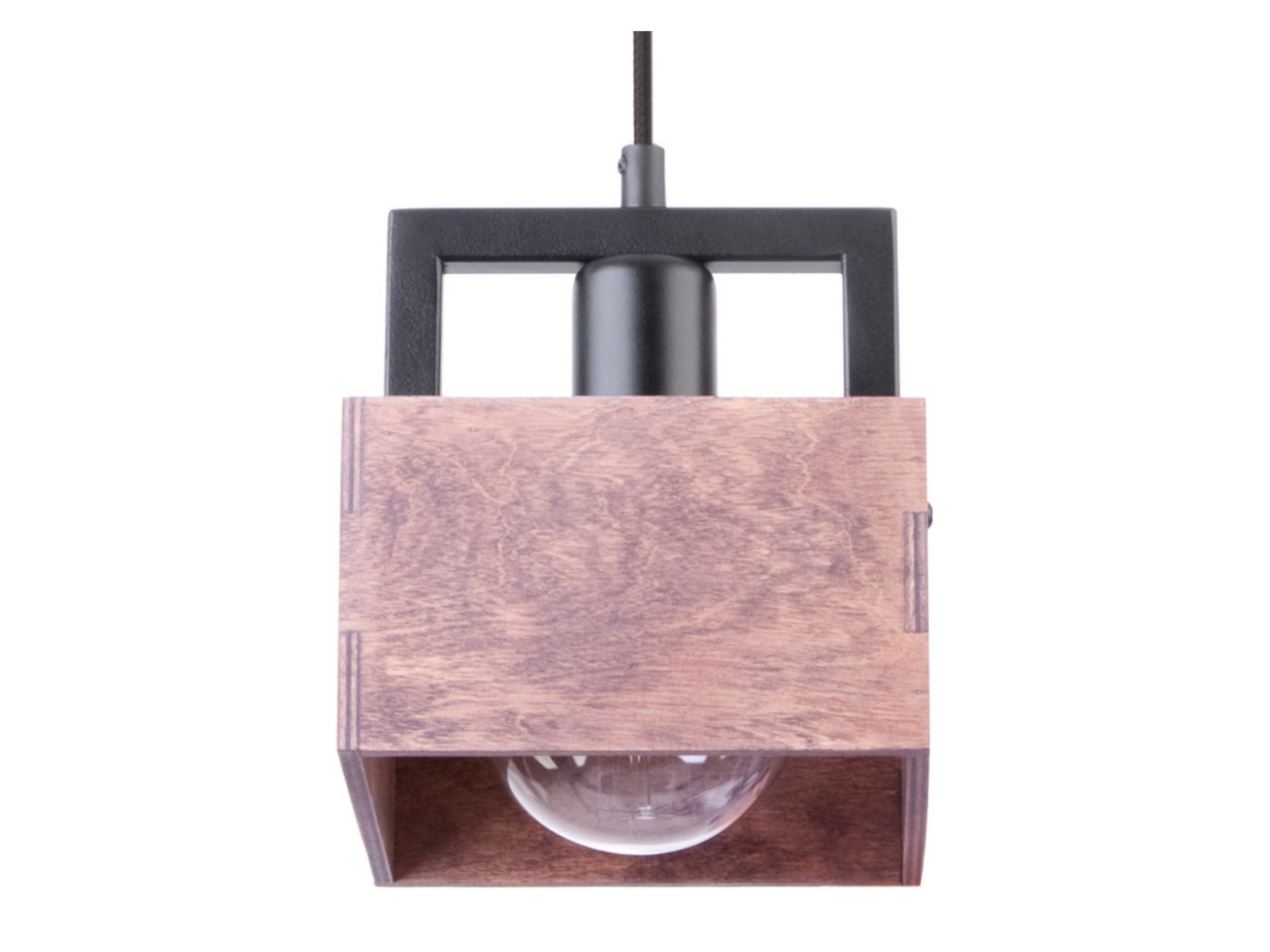 Lampa Dakota 1 detal brązowej sklejki i czarnej ramy
