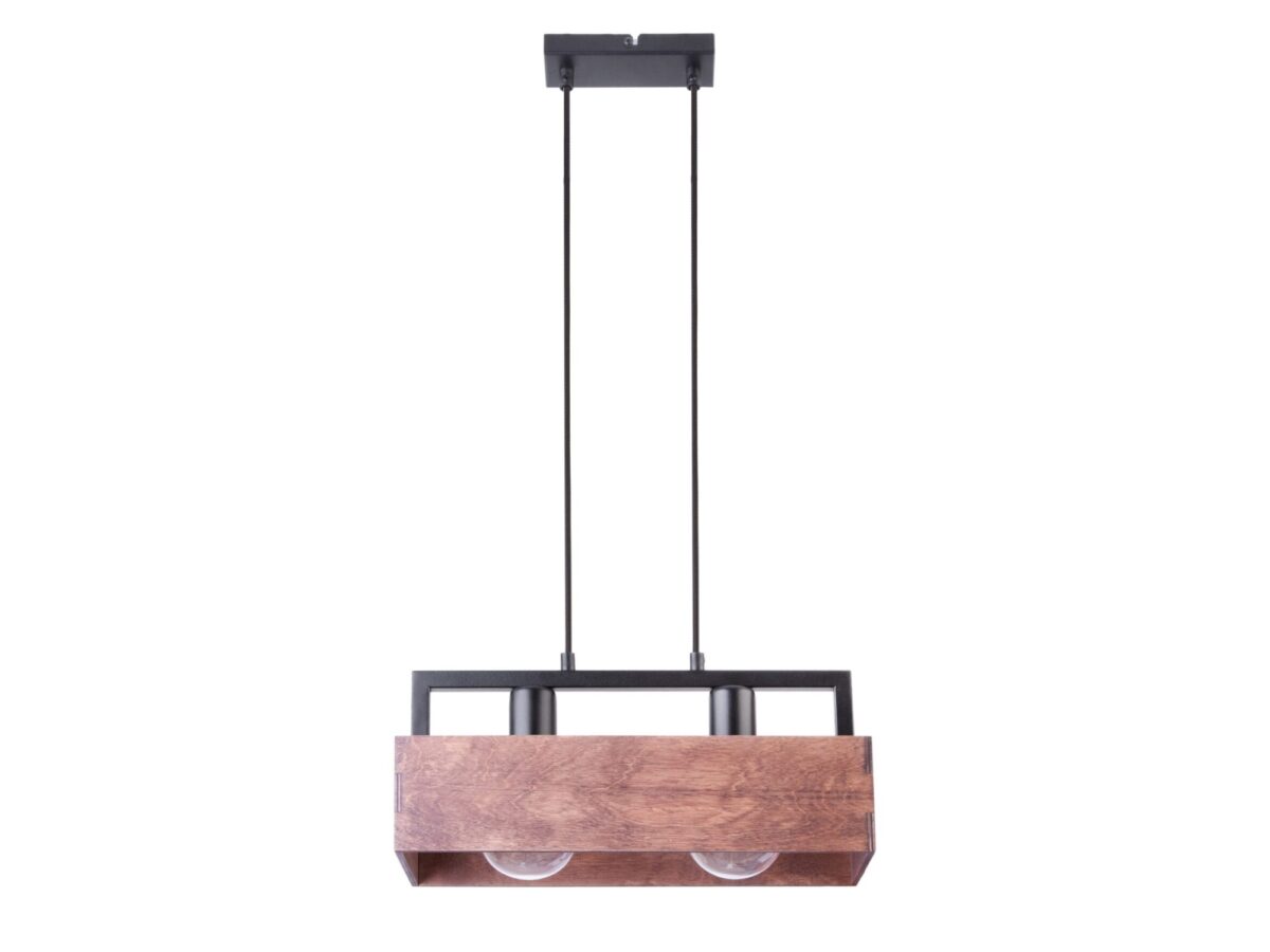 Lampa wisząca Dakota 2-punktowa czarno-brązowa 40 cm