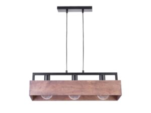 Miniaturka 2 - Lampa wisząca Dakota 3 w brązowym wykończeniu, trzy klosze ze sklejki