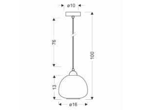 Miniaturka 2 - Rysunek wymiarowy lampy wiszącej Dalamano o wysokości 100 cm