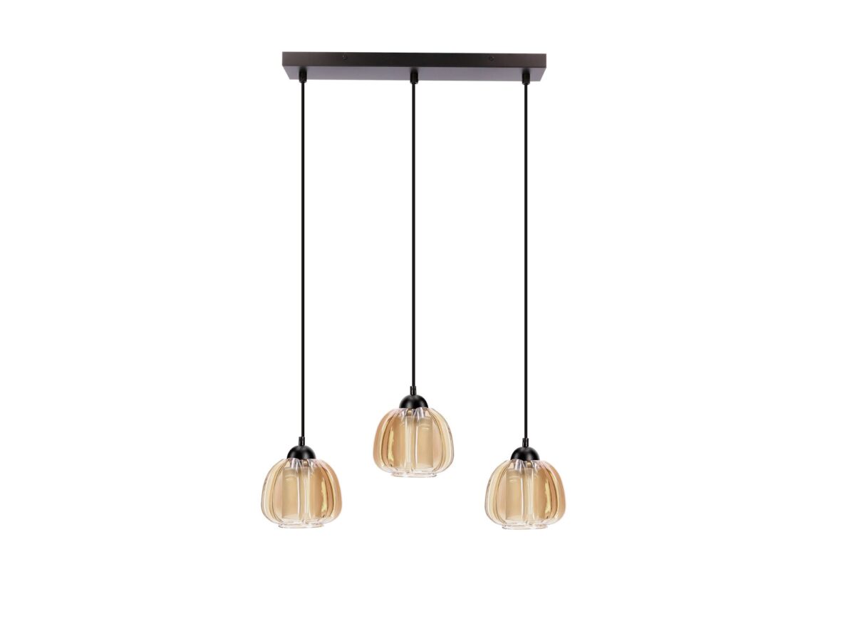 Lampa wisząca Dalamano czarna z trzema szklanymi kloszami