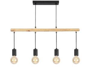 Miniaturka 2 - Lampa wisząca Dalomena czarna z czterema punktami E27 na białym tle