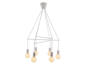 Miniaturka 4 - Lampa wisząca Dalosira biała z sześcioma punktami świetlnymi na białym tle