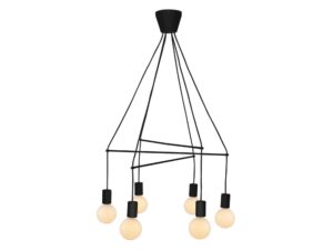 Miniaturka 1 - Lampa wisząca Dalosira czarna matowa z sześcioma oprawkami na białym tle