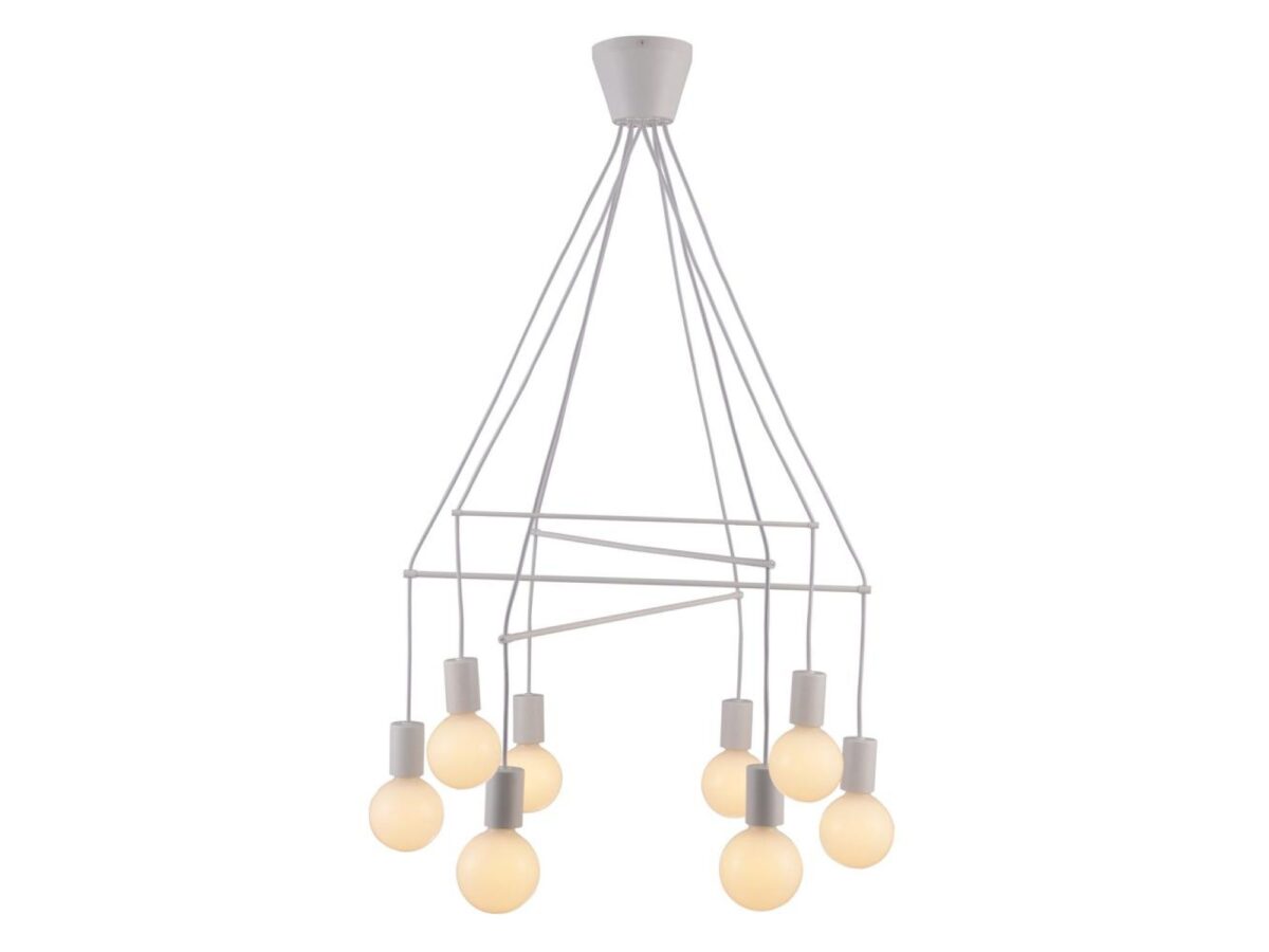 Lampa wisząca Dalosira 8-punktowa 82 cm biała matowa