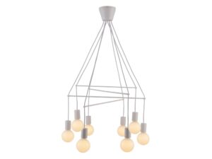 Miniaturka 2 - Lampa wisząca Dalosira biała matowa z ośmioma oprawkami E27 na białym tle