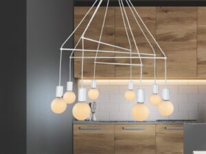 Miniaturka 1 - Biała lampa wisząca Dalosira osiem punktów nad kuchennym blatem w aranżacji