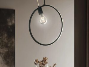 Miniaturka 4 - Lampa wisząca Dalotena czarna z pierścieniem LED i żarówką E27 w aranżacji