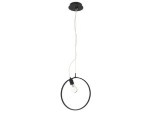 Miniaturka 8 - Lampa wisząca Dalotena z czarnym pierścieniem, oprawką E27 i zawieszeniem na linkach