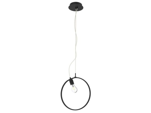 Lampa wisząca Dalotena z czarnym pierścieniem, oprawką E27 i zawieszeniem na linkach