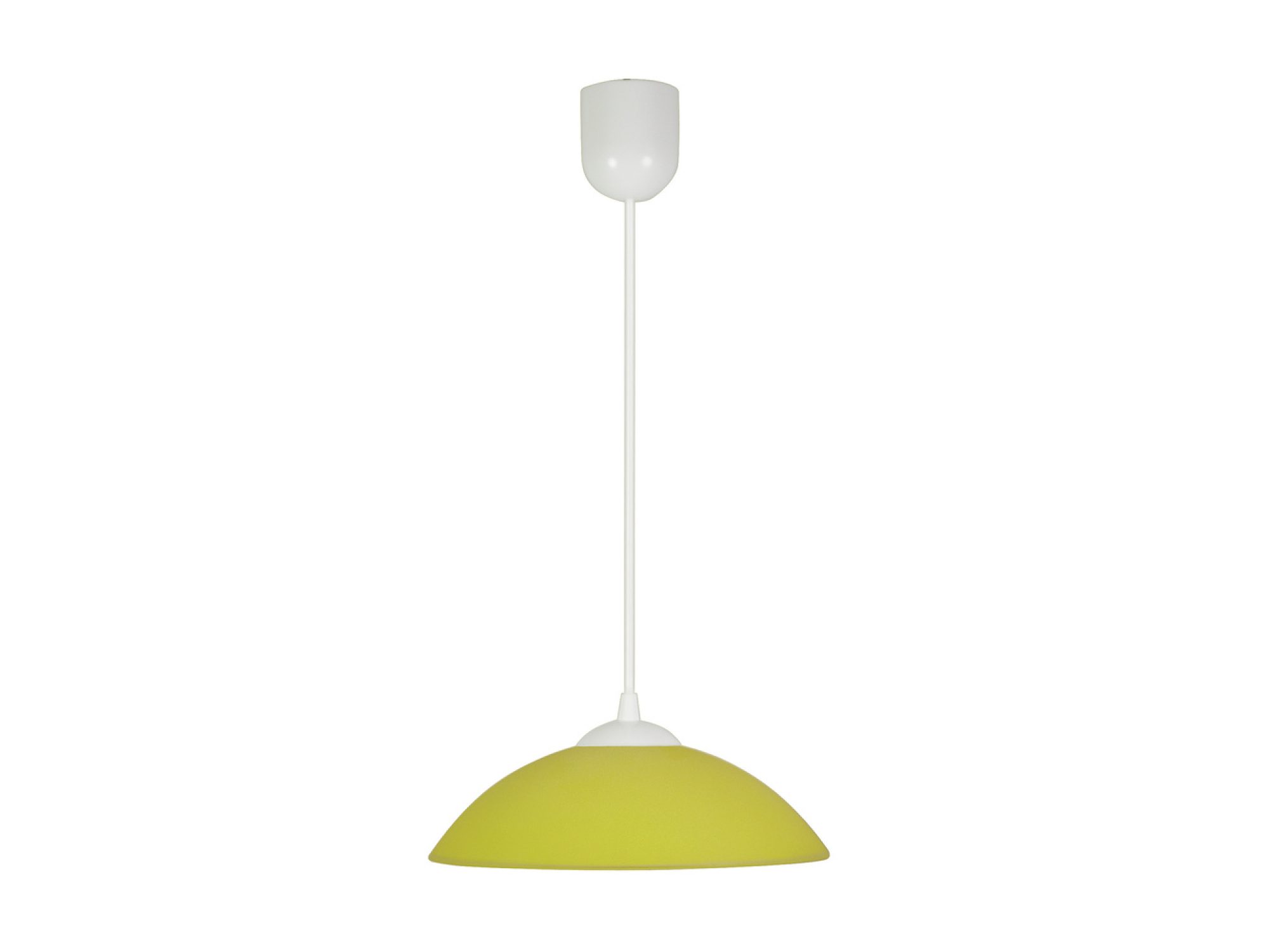 Żółta lampa wisząca Daverona z półkulistym szklanym kloszem