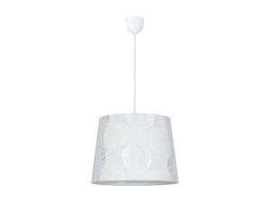Miniaturka 2 - Lampa wisząca Davidia biała z tkaninowym abażurem we wzór rozet