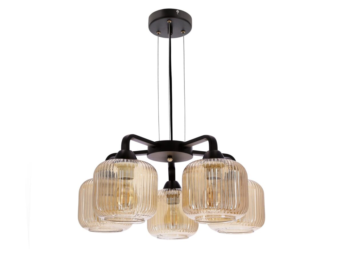 Lampa wisząca Davimino 5-punktowa czarna bursztyn 48 cm