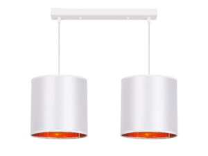 Miniaturka 2 - Biała lampa wisząca Davisino z dwoma cylindrycznymi abażurami i podłużną rozetą