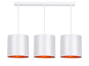 Miniaturka 4 - Biała lampa wisząca Davisino z trzema cylindrycznymi abażurami i metalową listwą
