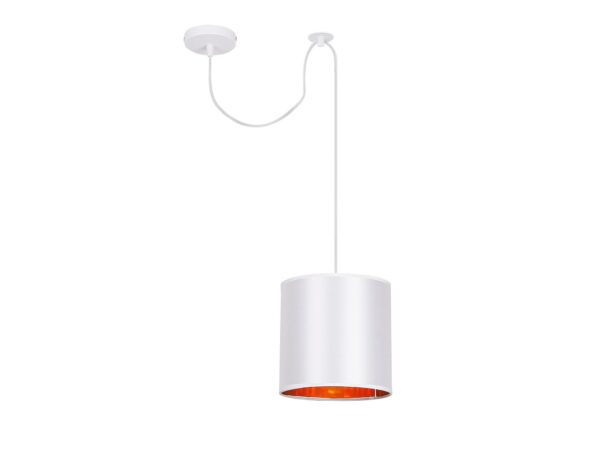 Lampa wisząca Davisino z jednym białym abażurem i dekoracyjnie poprowadzonym przewodem