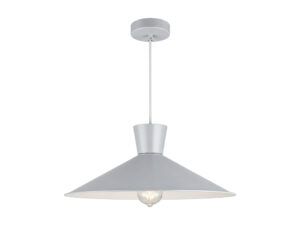 Miniaturka 2 - Szara lampa wisząca Davosia z szerokim metalowym kloszem
