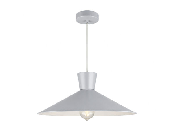 Szara lampa wisząca Davosia z szerokim metalowym kloszem