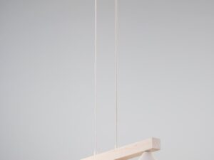 Miniaturka 10 - Lampa Deco 2 w bieli z drewnem bielonym, klosze z włączonym światłem