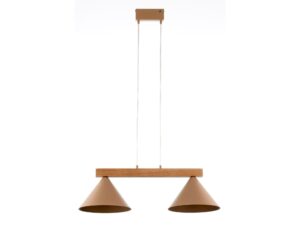 Miniaturka 1 - Lampa wisząca Deco 2 w ciepłym beżu i jasnym brązie z dwiema stożkowymi osłonami