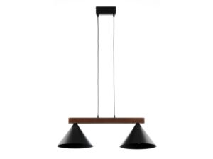 Miniaturka 13 - Lampa wisząca Deco 2 z czarnymi kloszami i ciemnobrązową drewnianą belką