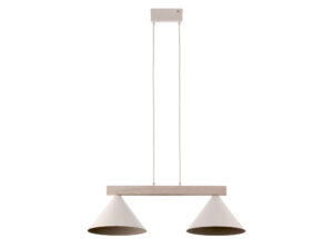 Miniaturka 9 - Lampa wisząca Deco 2-punktowa z drewnianą belką – biały / drewno bielone na białym tle