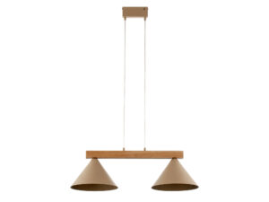 Miniaturka 15 - Lampa wisząca Deco 2-punktowa z drewnianą belką na białym tle