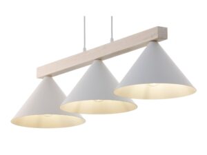 Miniaturka 10 - Lampa wisząca Deco 3 z białymi kloszami, widok ukośny ze światłem wewnątrz