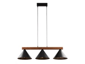 Miniaturka 5 - Lampa wisząca Deco 3 z trzema czarnymi kloszami, widok z przodu