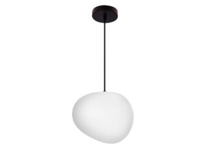 Miniaturka 5 - Lampa wisząca Delado 25 cm z białym nieregularnym kloszem akrylowym i czarnym zawieszeniem