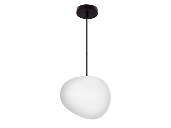 Lampa wisząca Delado 25 cm z białym nieregularnym kloszem akrylowym i czarnym zawieszeniem