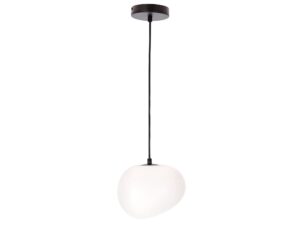 Miniaturka 4 - Lampa wisząca Delado z białym kloszem akrylowym w kształcie kamienia i czarnym zawieszeniem