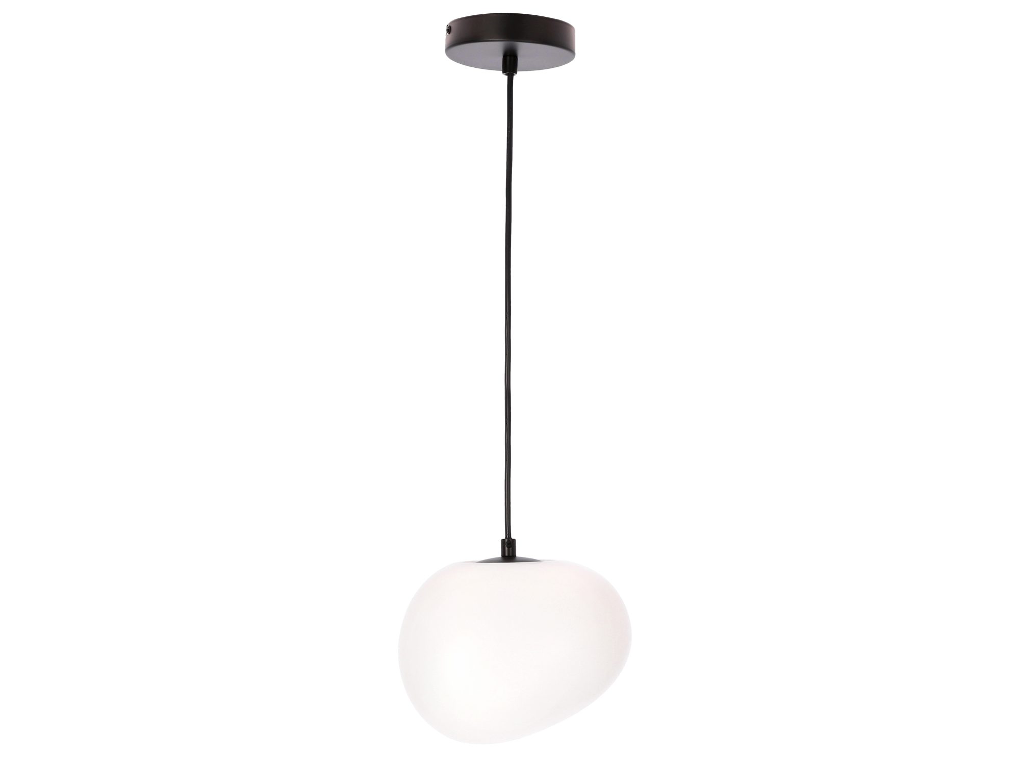Lampa wisząca Delado z białym kloszem akrylowym w kształcie kamienia i czarnym zawieszeniem