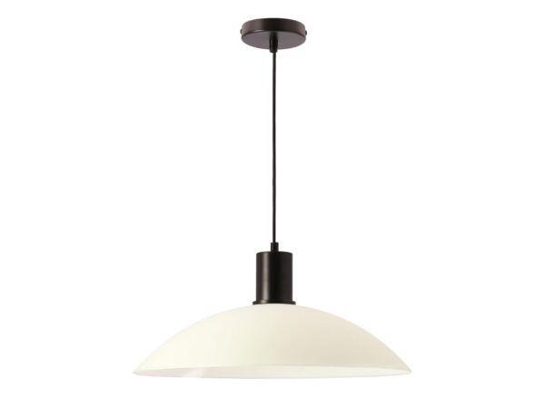 Lampa wisząca Delania z białym szklanym kloszem i czarnym zawiesiem