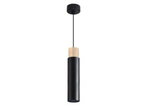 Miniaturka 3 - Czarna lampa wisząca Delasona z jasnym drewnianym akcentem