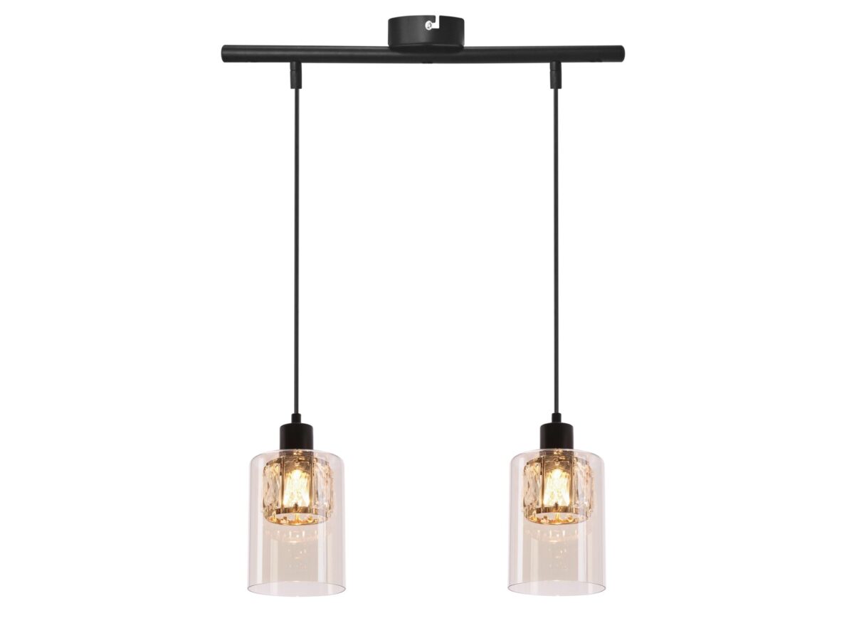 Lampa wisząca dwupunktowa Delemeta 45 cm czarno-złota