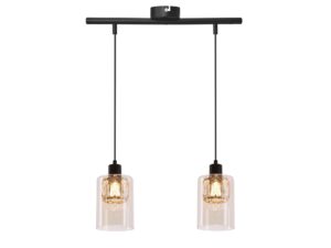 Miniaturka 2 - Lampa wisząca Delemeta dwupunktowa z bursztynowymi kloszami na białym tle