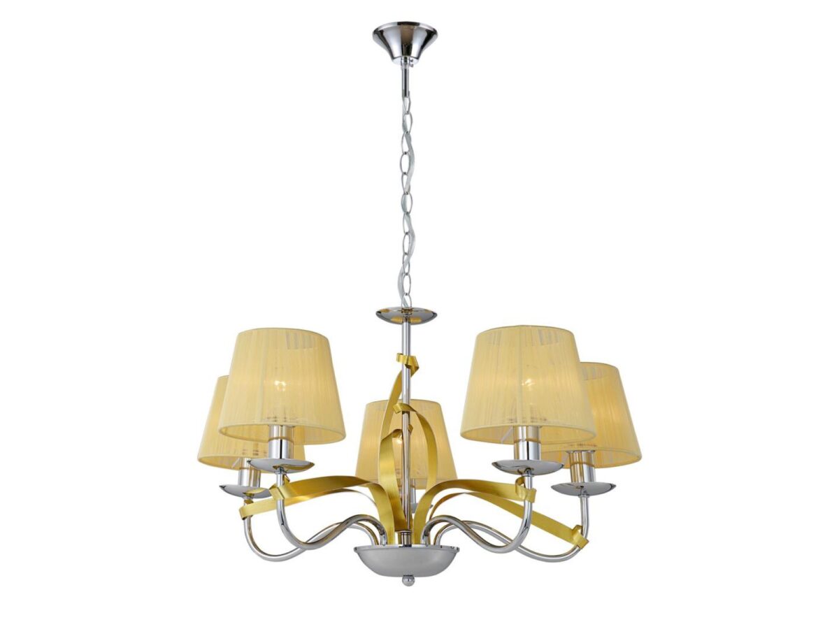 Lampa wisząca 5-punktowa Delesora 60 cm chrom / złoty