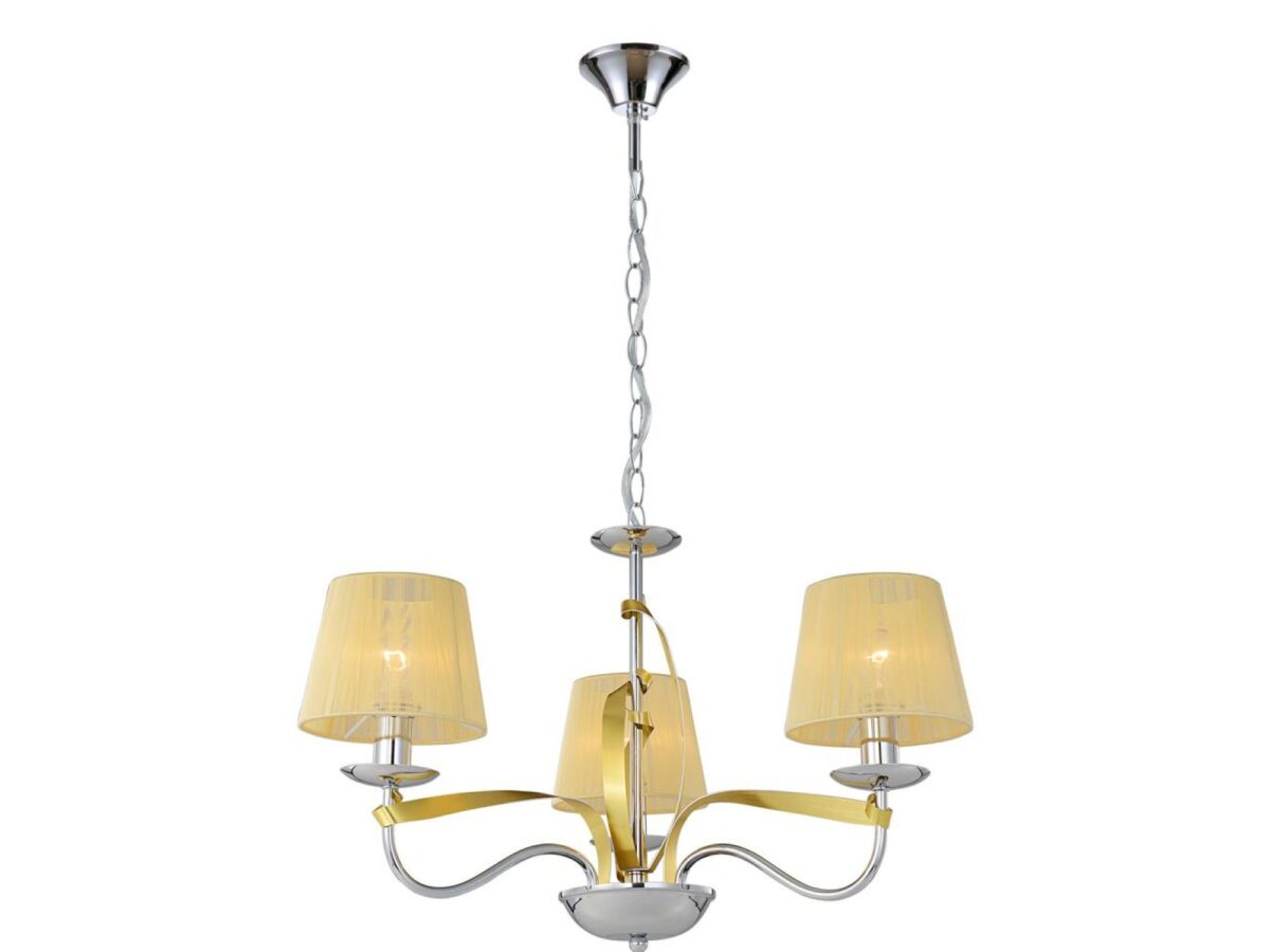 Lampa wisząca Delesora 3-punktowa 60 cm chrom i złoto