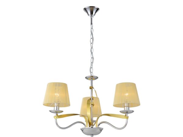 Lampa wisząca Delesora 3-punktowa 60 cm chrom i złoto