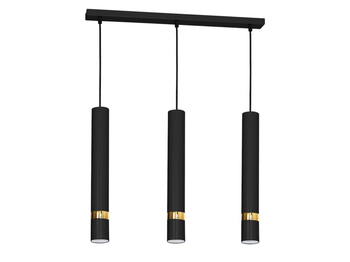 Lampa wisząca Delonio 3-punktowa GU10 czarno-złota 60 cm