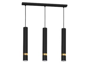Miniaturka 5 - Lampa wisząca Delonio z trzema czarno-złotymi kloszami